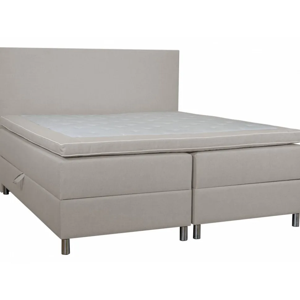 Säng med förvaring beige 160x200 cm