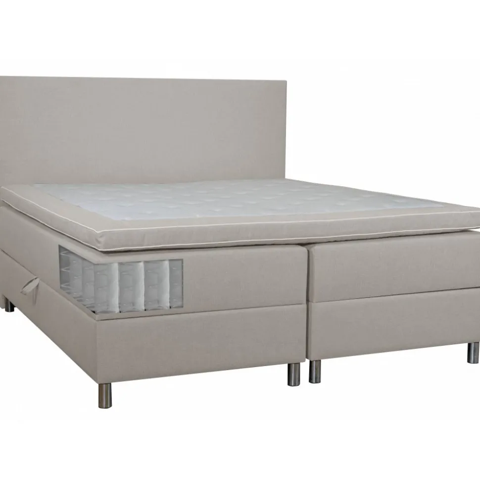 Säng med förvaring beige 160x200 cm