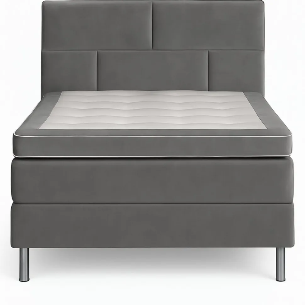 Säng 90x200 cm - Grå sammet - Hilton Deluxe