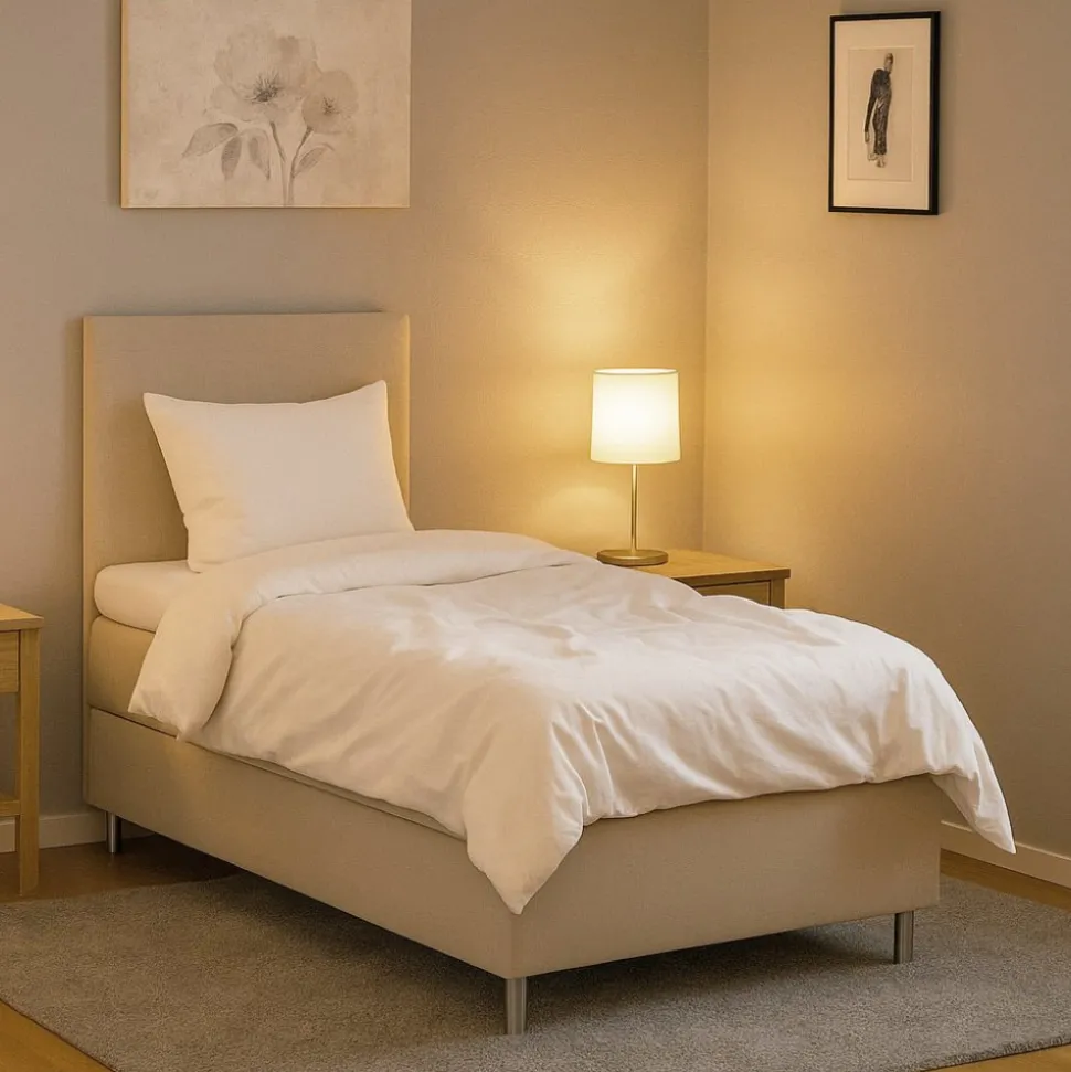 Säng 120x200 cm beige med förvaring 5 zoner pocketfjädrar