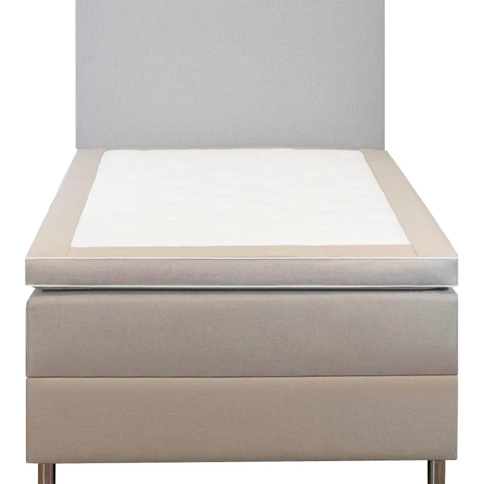 Säng 120x200 cm beige med förvaring 5 zoner pocketfjädrar