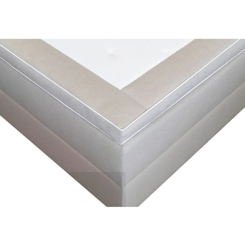 Säng 120x200 cm beige med förvaring 5 zoner pocketfjädrar