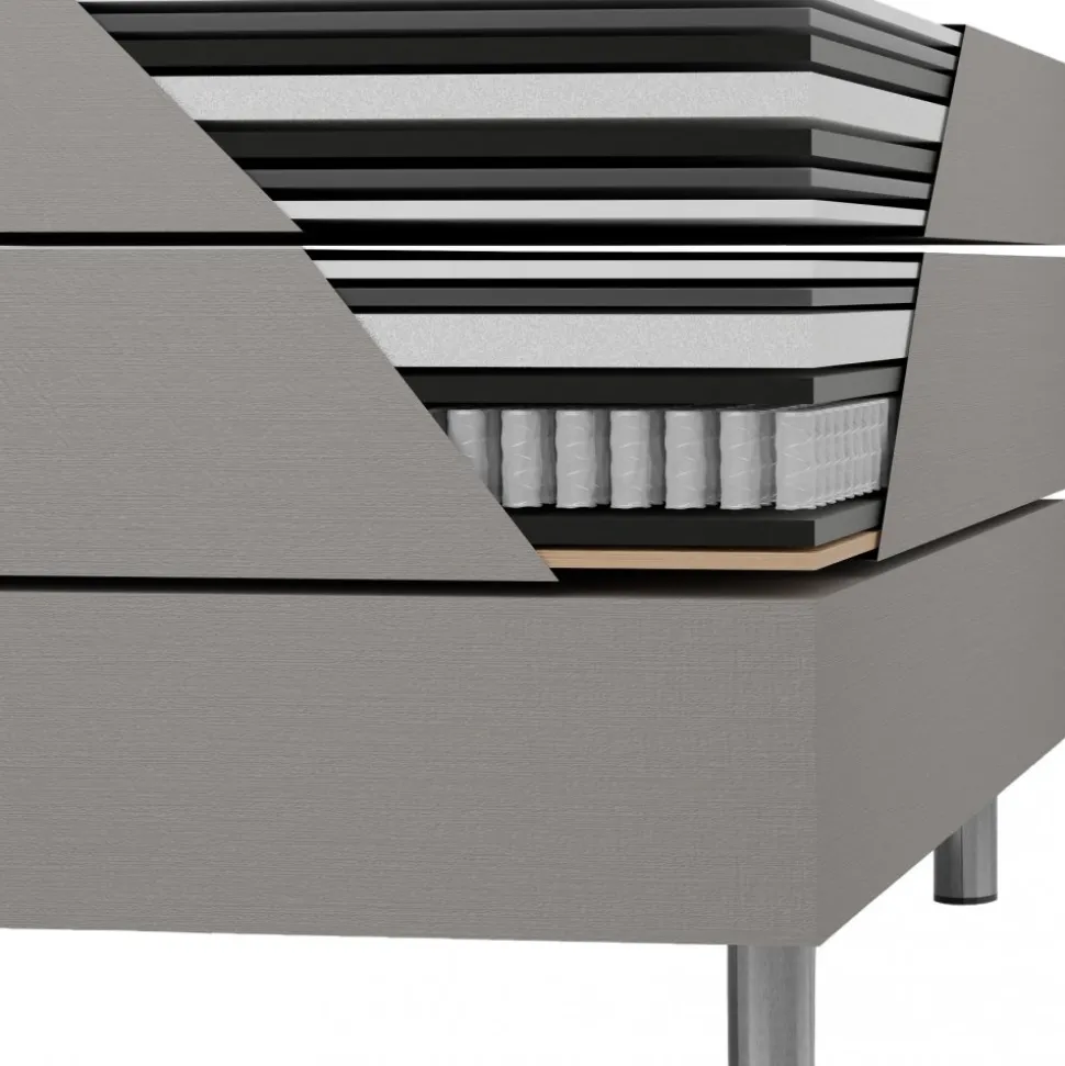 Säng 120x200 cm beige med förvaring 5 zoner pocketfjädrar