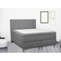 Säng 160x200 cm grå pocket 5 zoner