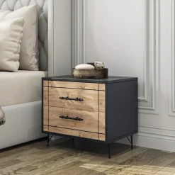 Sängbord 55 cm högt - Ek/svart