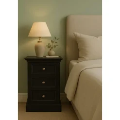 Sängbord Bristol i svart - 70 cm hög + Möbeltassar