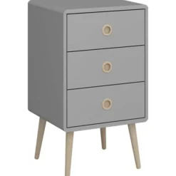 Sängbord grå med 3 lådor