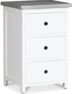 Sängbord med 3 låda - Vit/cement