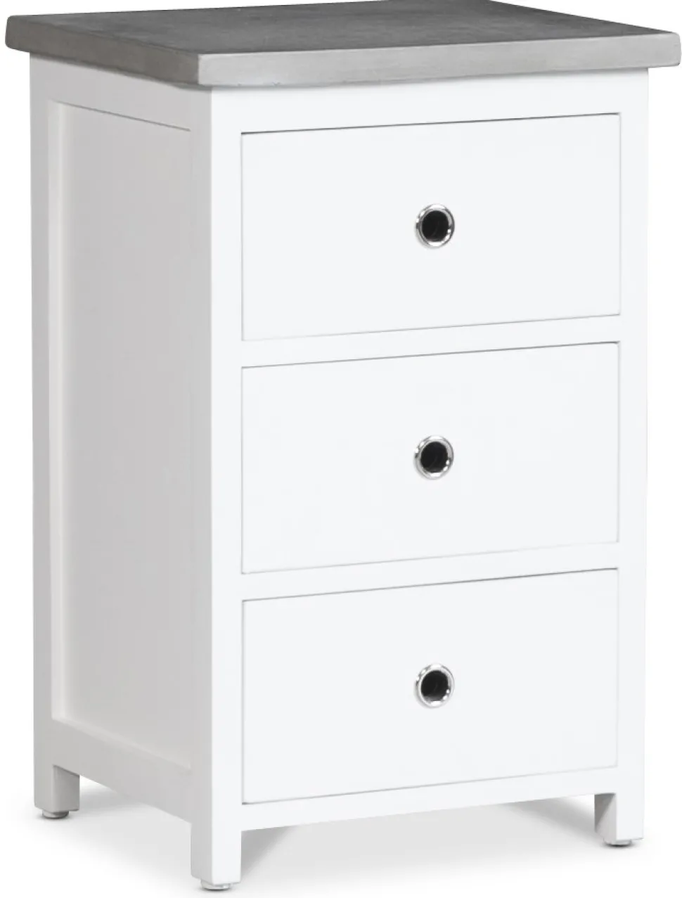 Sängbord med 3 låda - Vit/cement