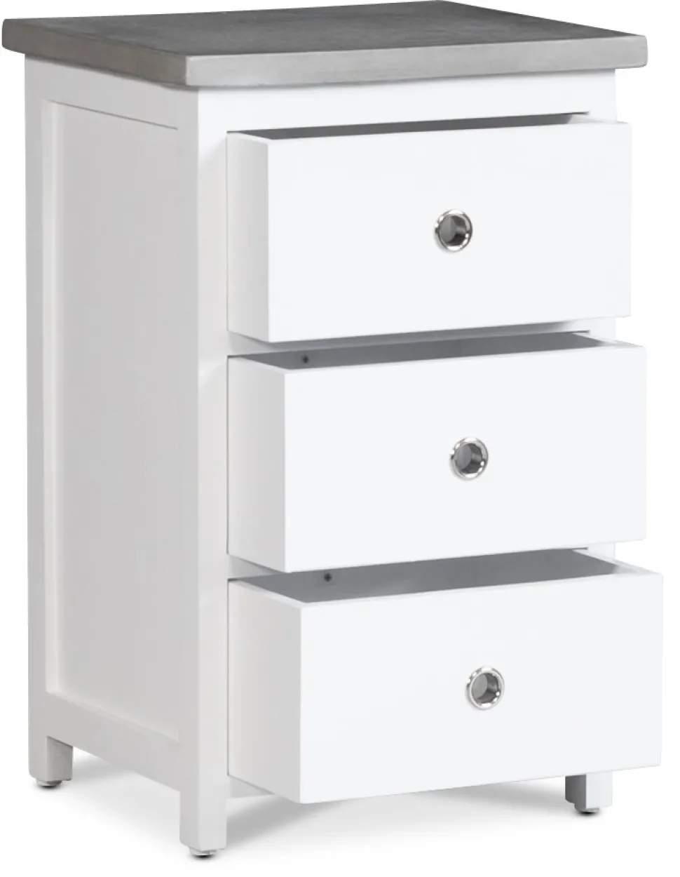 Sängbord med 3 låda - Vit/cement
