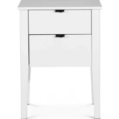 Sängbord med två lådor vit - Sunderland + Möbeltassar