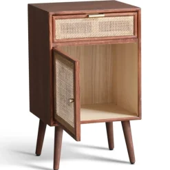 Sängbord valnöt/rotting 71 cm högt + Textilrengöring för möbler