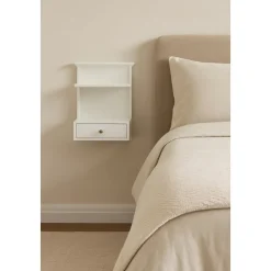 Sängbord vägghängt vitt - Linnea + Möbeltassar