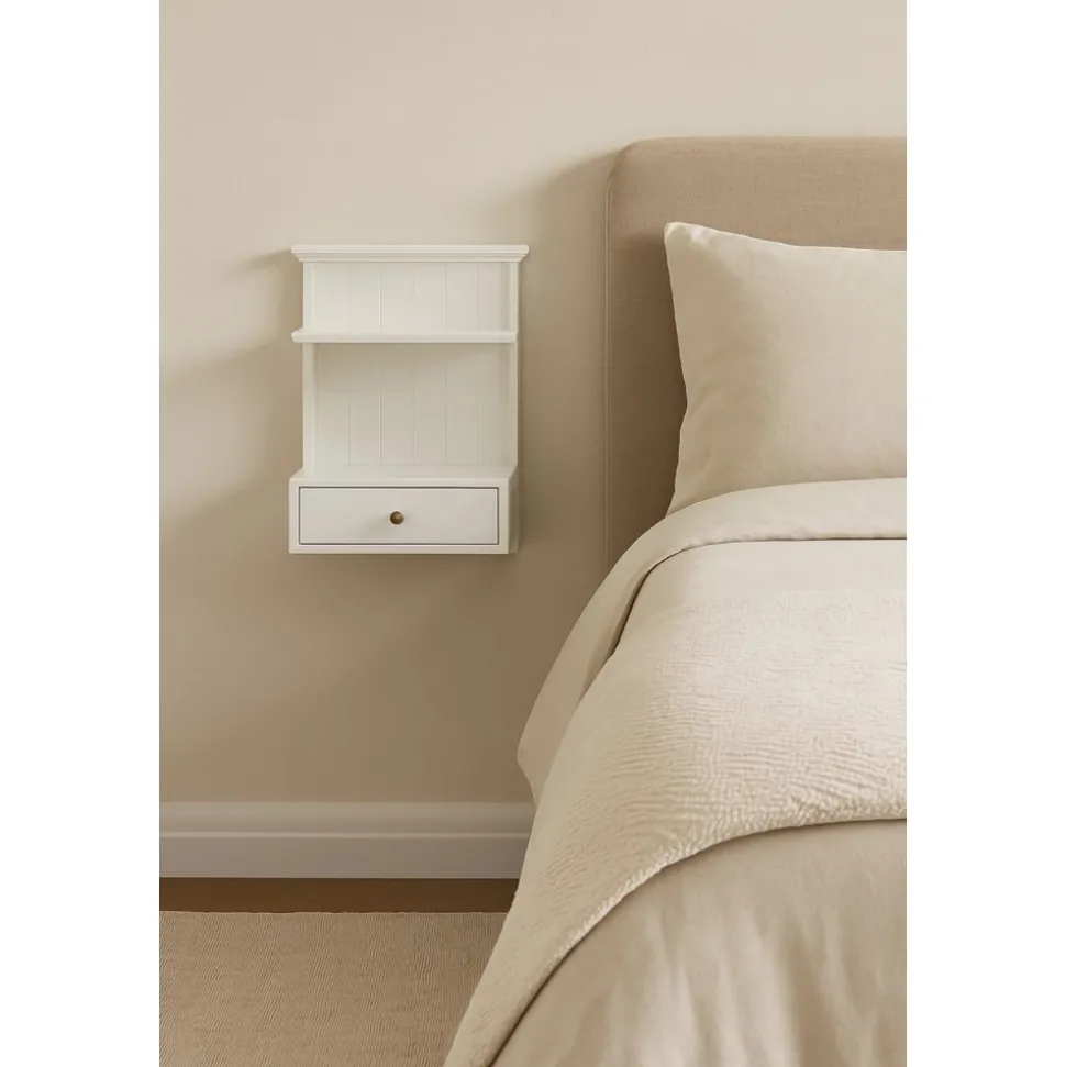 Sängbord vägghängt vitt - Linnea