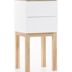 Sängbord vit med ek 75 cm + Fläckborttagare för möbler