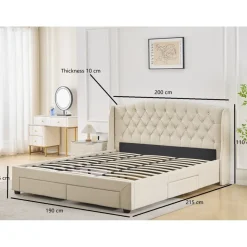 Sängram 180 x 200 cm - Beige