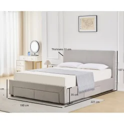 Sängram 180 x 200 cm - Grå