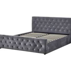 Sängram med förvaring 160 x 200 cm - Grå sammet - Dubai