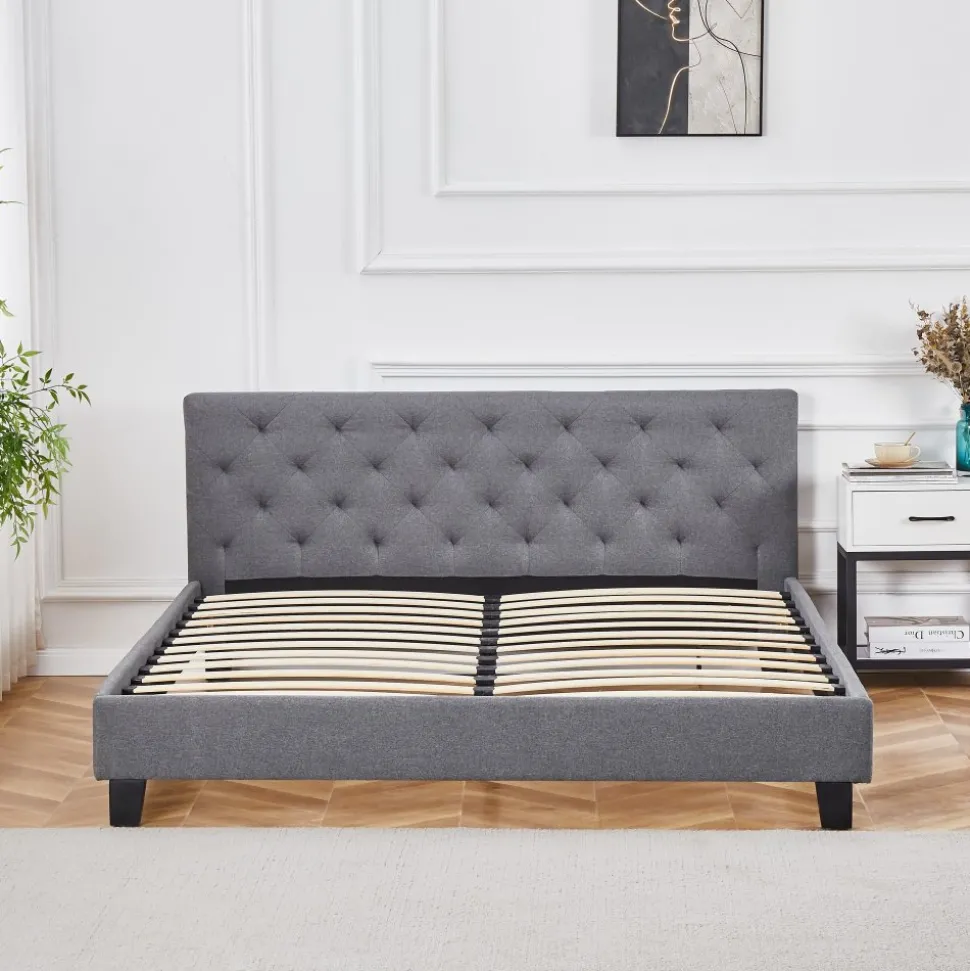 Sängram med sänggavel 180 x 200 cm - Grå