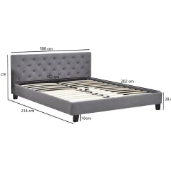 Sängram med sänggavel 180 x 200 cm - Grå