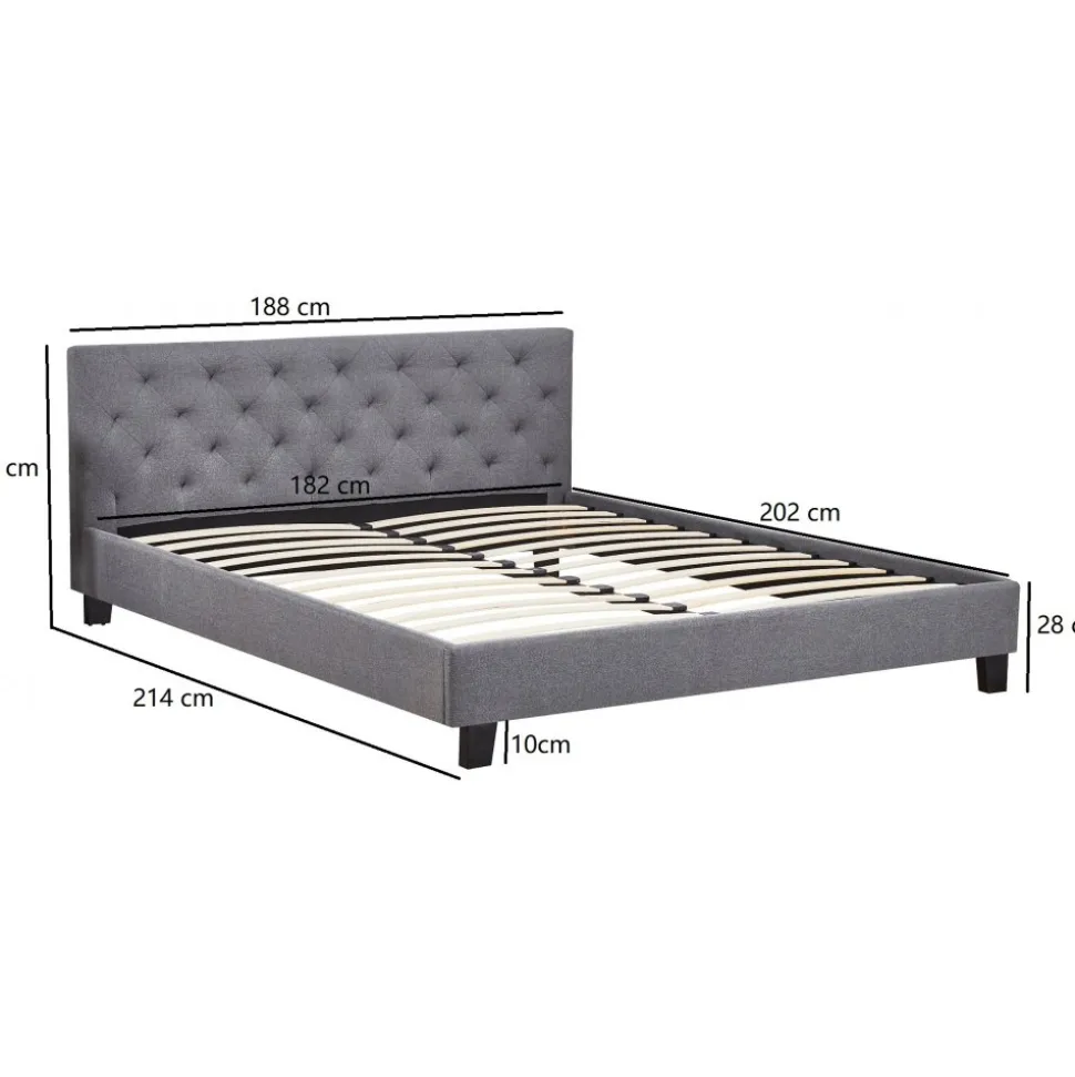 Sängram med sänggavel 180 x 200 cm - Grå