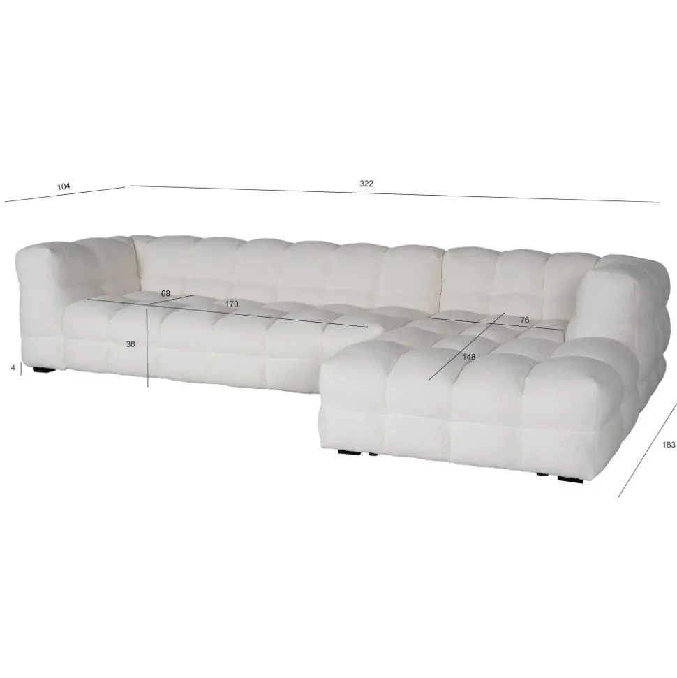 Soffa 322 cm bred beige teddy - Elisa