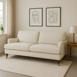 Soffa 210 cm bred Howard Watford Deluxe i bouclé + Möbeltassar