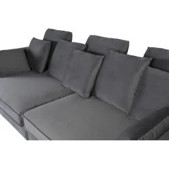 Soffa 250 cm bred mörkgrå sammet 114 cm djup