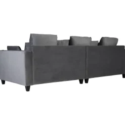 Soffa 270 cm bred och 114 cm djup - grå sammet + Fläckborttagare för möbler