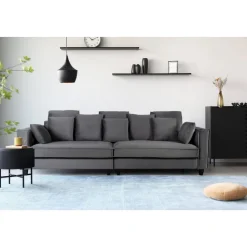 Soffa 270 cm bred och 114 cm djup - grå sammet