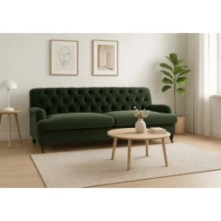 Soffa 215 cm i mörkgrön klädsel - Howard Barkley