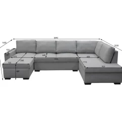 Soffa 309 cm ljusgrå - Solna + Textilrengöring för möbler