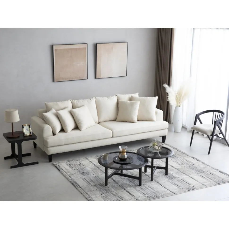 Soffa beige 4-sits med lösa kuddar - Remy