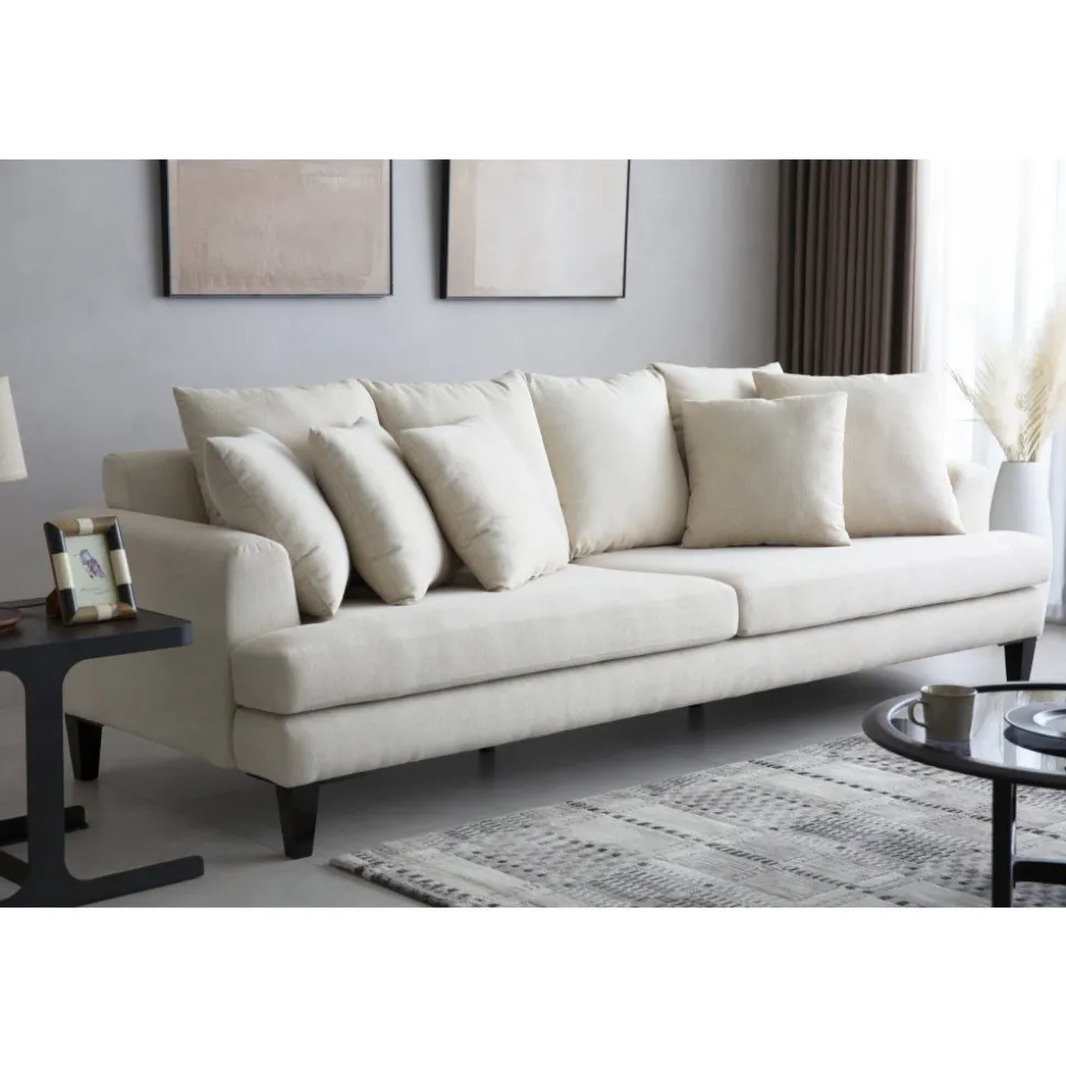 Soffa beige 4-sits med lösa kuddar - Remy