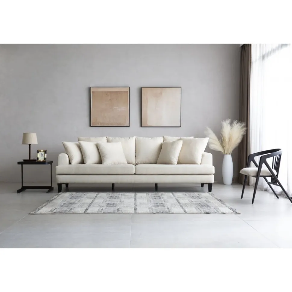 Soffa beige 4-sits med lösa kuddar - Remy