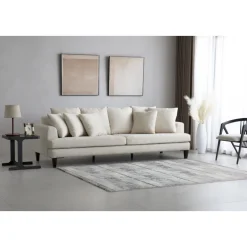 Soffa beige 4-sits med lösa kuddar - Remy