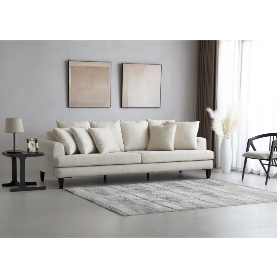 Soffa beige 4-sits med lösa kuddar - Remy