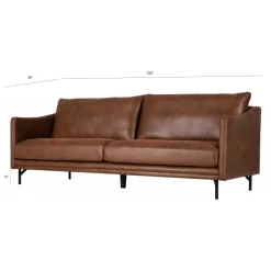 Soffa brun vintage 3-sits 223 cm