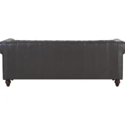 Soffa chesterfield 3-sits 219 cm svart konstläder + Textilrengöring för möbler