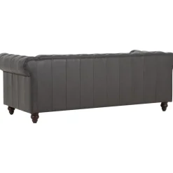 Soffa chesterfield 3-sits 219 cm svart konstläder + Textilrengöring för möbler