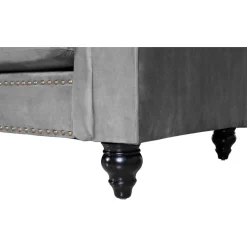 Soffa chesterfield 3-sits grå 219 cm lång + Textilrengöring för möbler