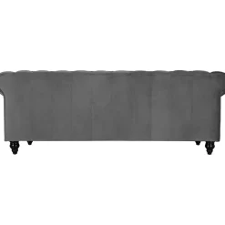 Soffa chesterfield 3-sits grå 219 cm lång