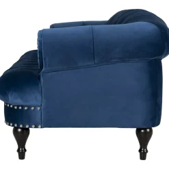 Soffa chesterfield 3-sits soffa i blå sammet