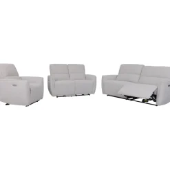 Soffa elektrisk recliner 3-sits - Ljus bouclè