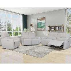 Soffa elektrisk recliner 3-sits - Ljus bouclè