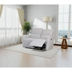 Soffa elektrisk recliner 2-sits - Ljus bouclè soffa
