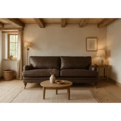 Soffa Howard London Premium 225 cm - Mörk gråbrun (läderimitaion)