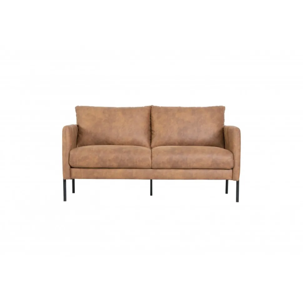 Soffa i brunt ecoläder 156 cm + Textilrengöring för möbler