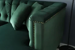 Soffa med divan grön sammet - Bellas + Textilrengöring för möbler