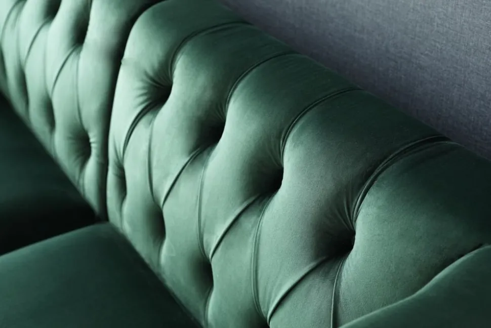 Soffa med divan grön sammet - Bellas + Fläckborttagare för möbler